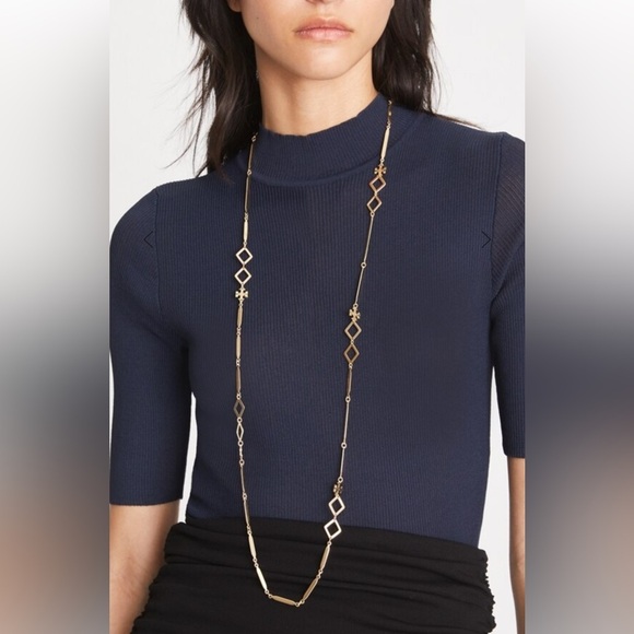 Tory Burch Jewelry - Tory Burch Authentic Roxanne Geo Goldtone
Long Geometric Links Necklace